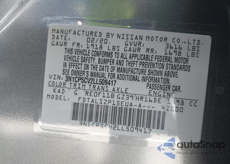 2020 Nissan Kicks Sv Xtronic Cvt from USA, damaged, VIN 3N1CP5CV2LL509417